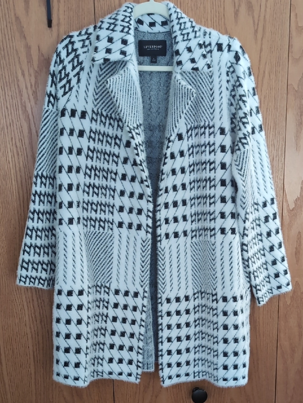 Liverpool Black and White Open Front Sweater Coat